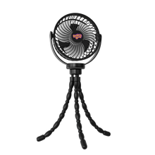 Load image into Gallery viewer, Bubble Bum Portable Fan for Stroller, Rechargeable Travel Fan, Clip on Baby Stroller Fan for Bed, Car, Treadmill and Bike, Mini Portable Fan w/ 3 Speed and Light Settings plus 360° Rotation – Black
