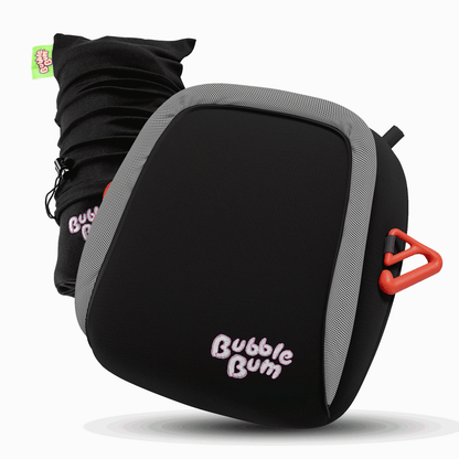 Black and gray seat cushion with 'BubbleBum' branding on a white background
