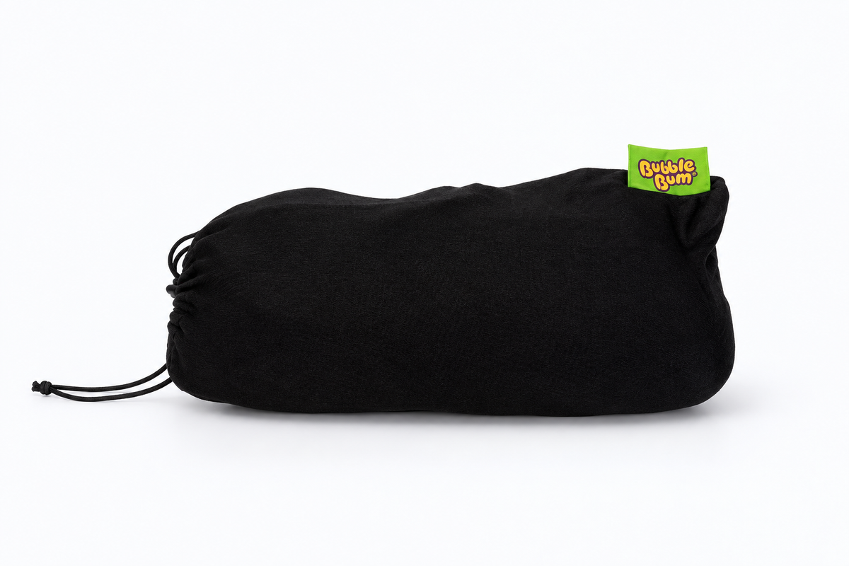 Black replacement carry bag for a BubbleBum inflatable booster car seat